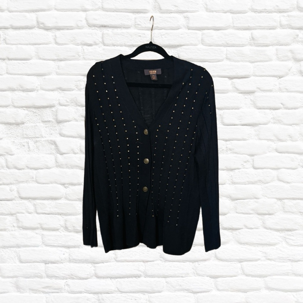 Black Cardigan with Gold Studs
